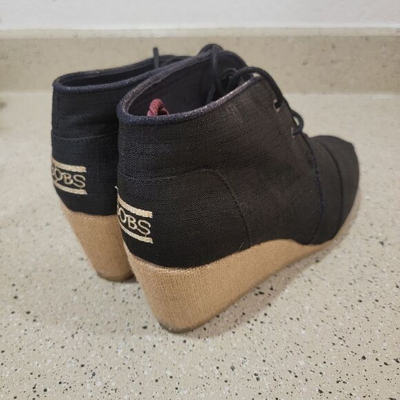 Bobs from Sketchers Black Canvas Wedge Bootie Size 9 - Picture 6 of 10